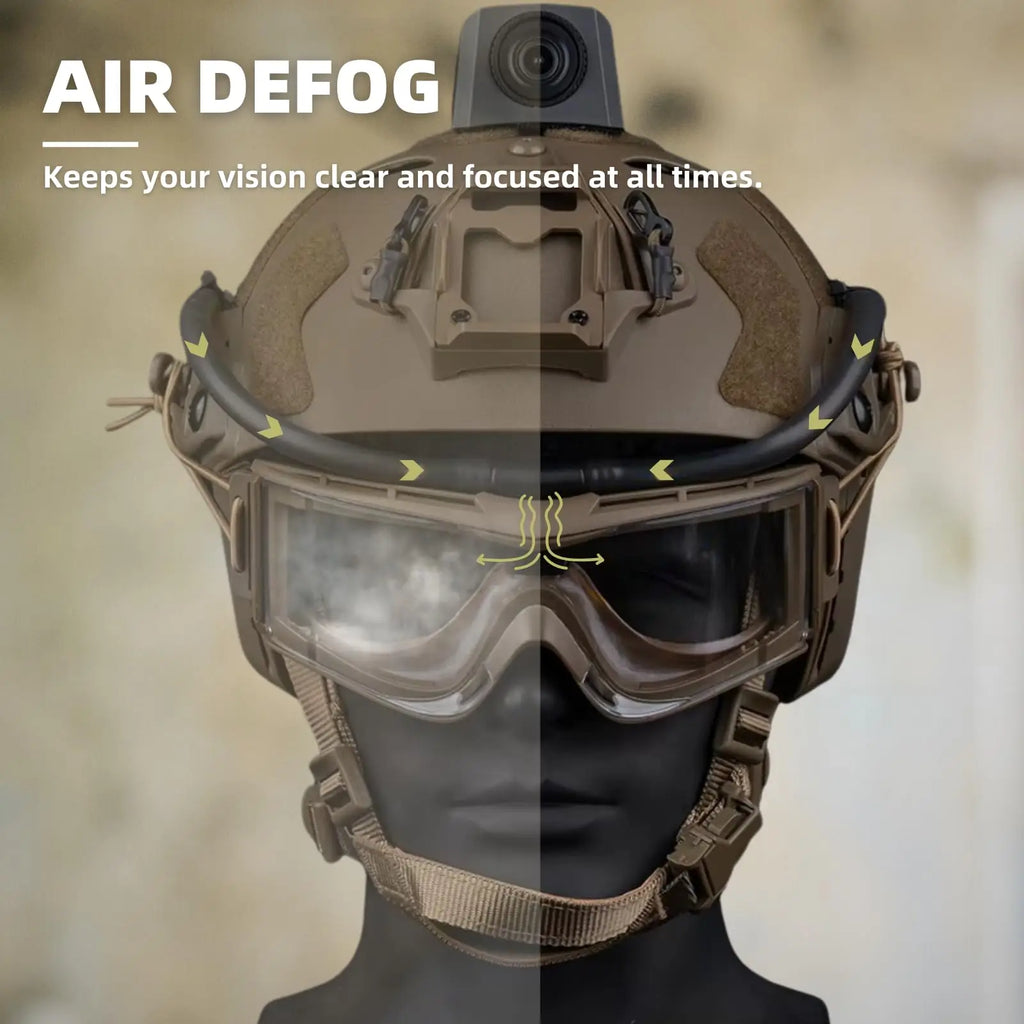 Defogging Tactical Goggles — Fan-Powered, USB-C, Airsoft & Outdoor