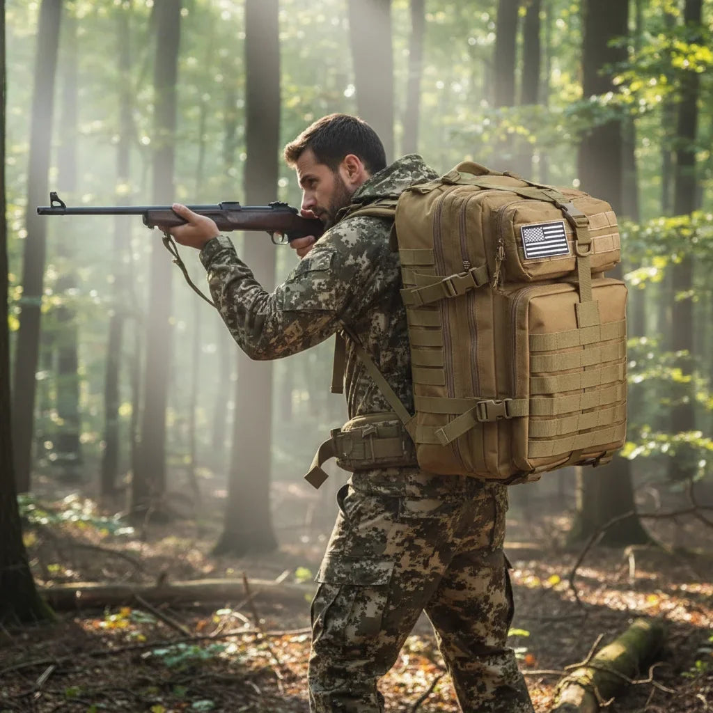 Camo Hunting Backpack — Waterproof MOLLE, Tactical Camouflage