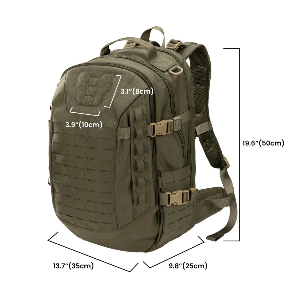 44L Tactical Rucksack — MOLLE, Waist Support, Heavy-Duty Nylon