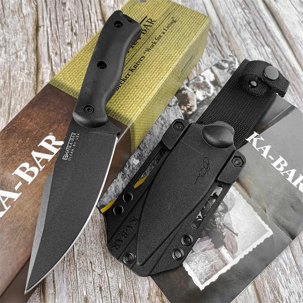 KA-BAR Fixed Blade Knife — D2 Steel, 18cm Blade, Survival Ready