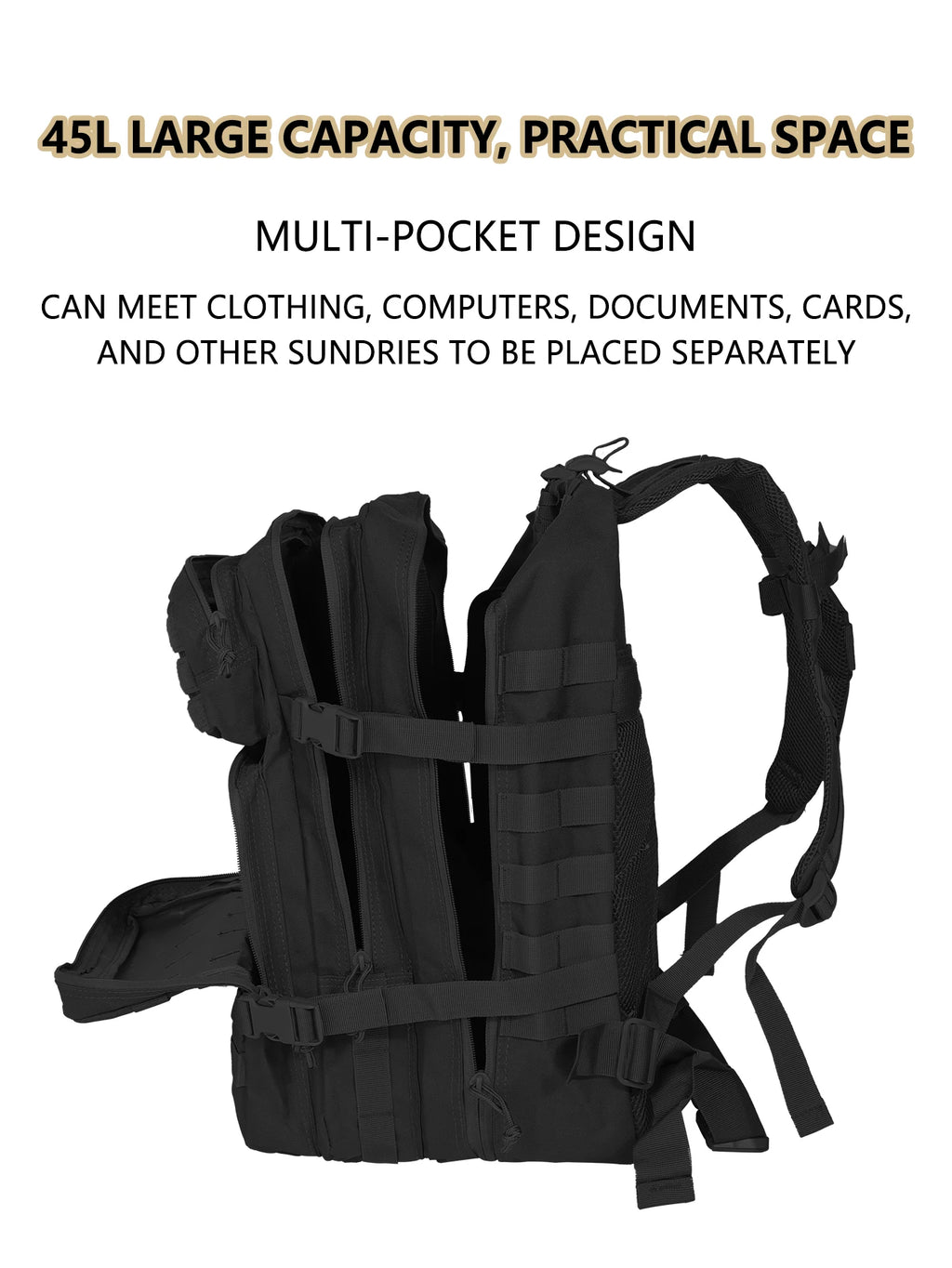 45L Military MOLLE Backpack — Tactical, Durable, Field-Ready