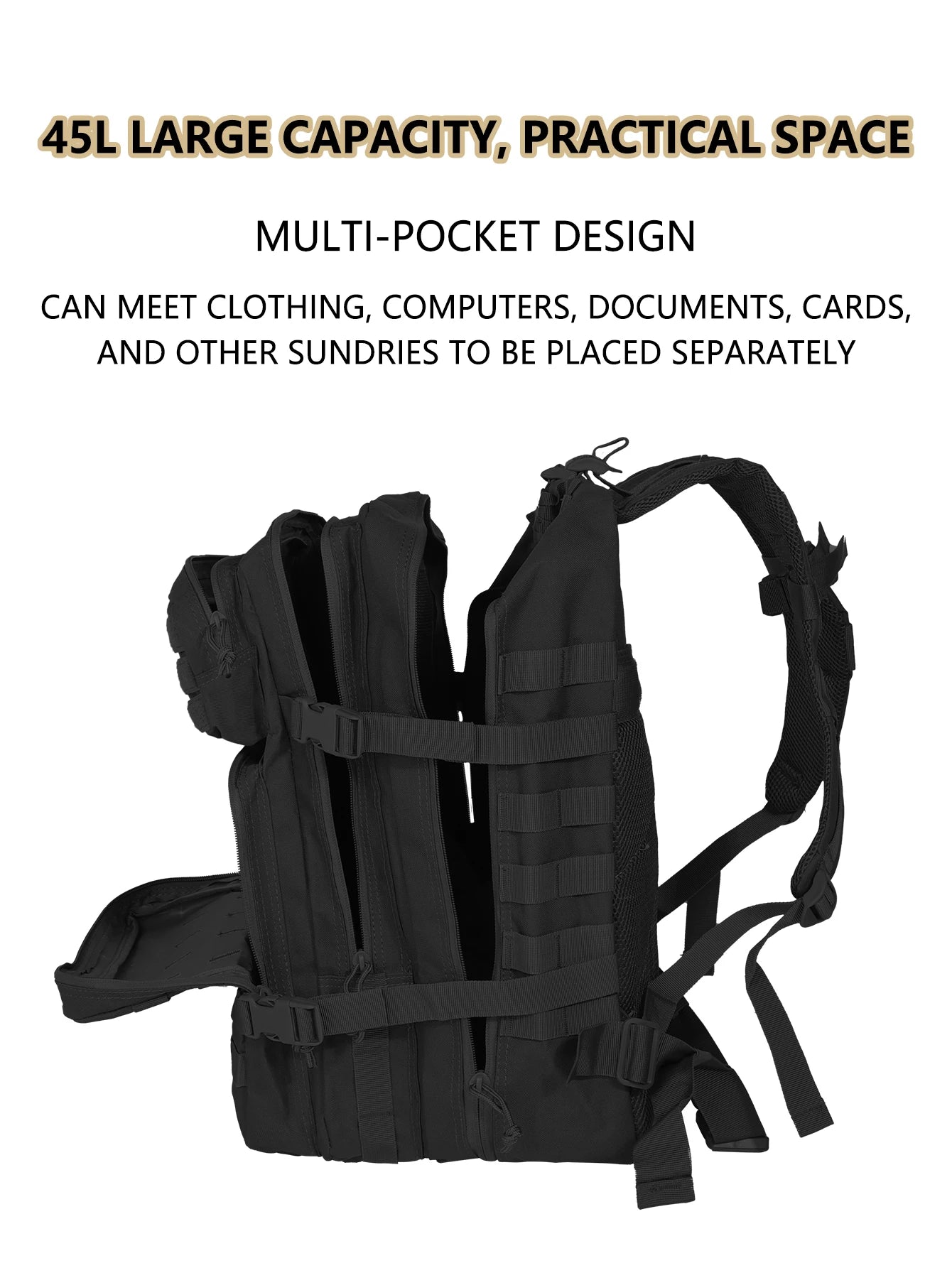 45L Military MOLLE Backpack — Tactical, Durable, Field-Ready