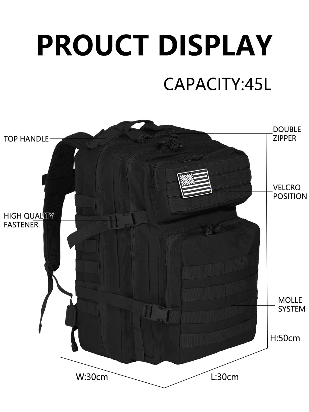 45L Military MOLLE Backpack — Tactical, Durable, Field-Ready
