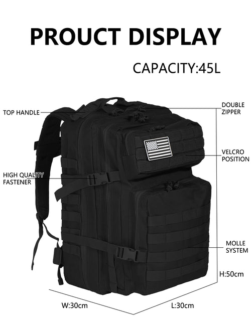 45L Military MOLLE Backpack — Tactical, Durable, Field-Ready
