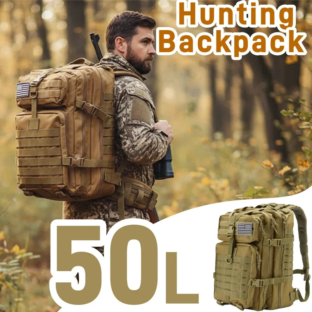 Camo Hunting Backpack — Waterproof MOLLE, Tactical Camouflage
