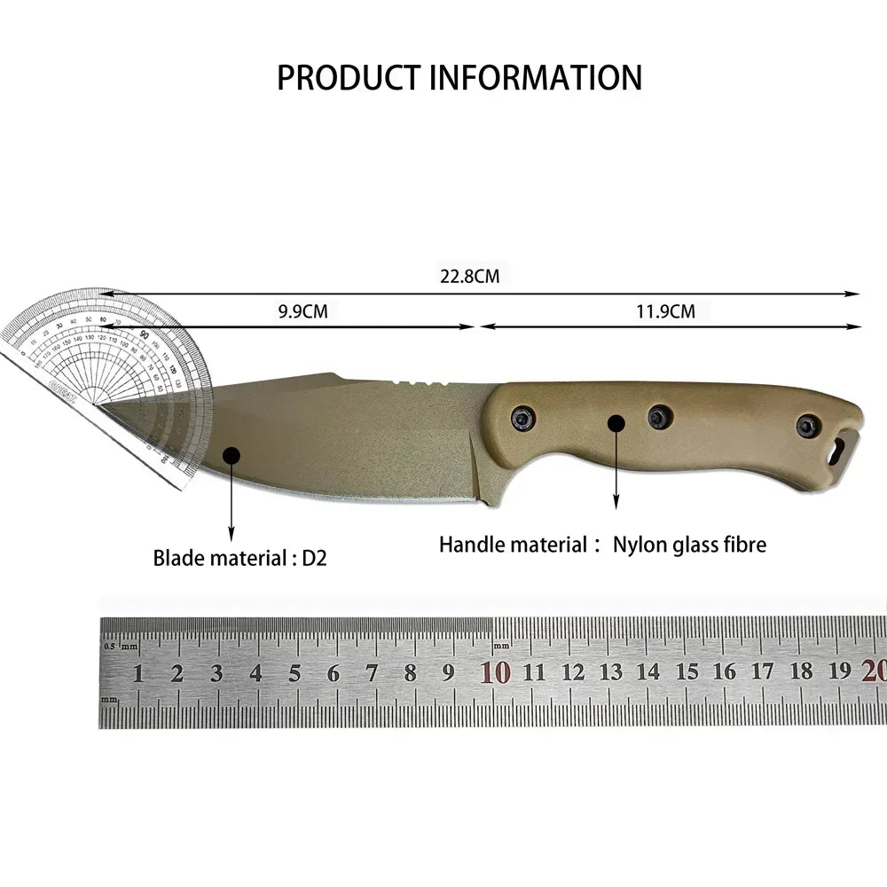 KA-BAR Fixed Blade Knife — D2 Steel, 18cm Blade, Survival Ready